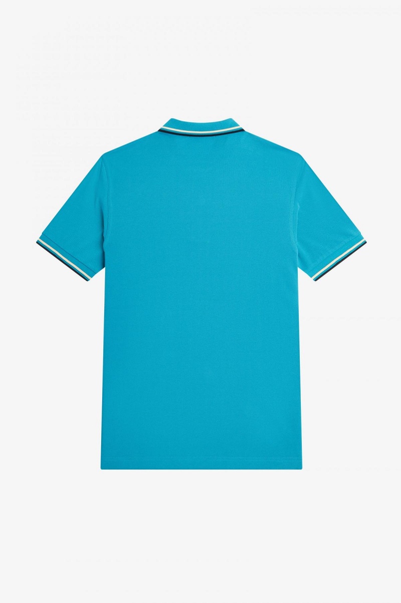 Cyber Blue / Ice Cream / Black Fred Perry M3600 Men's Fred Perry Shirt | QCAUV30557