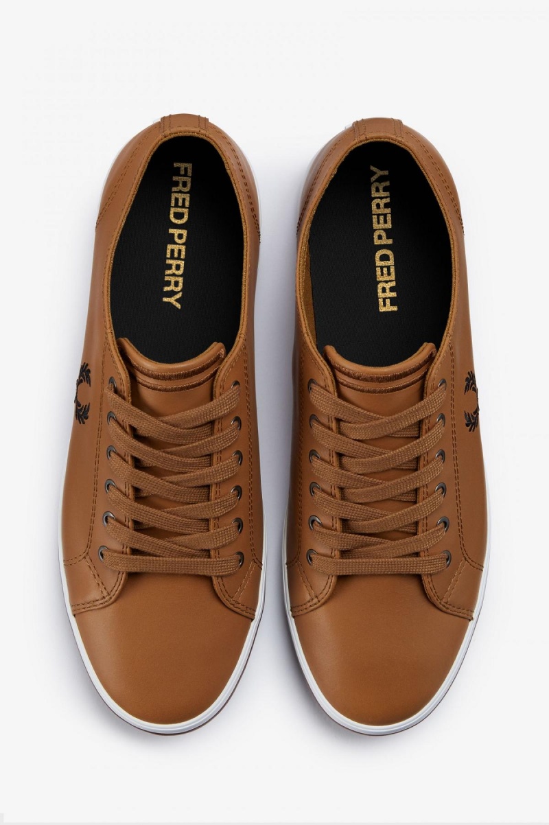 Dark Caramel / Black Fred Perry Kingston Men's Shoes | ECAHC23872