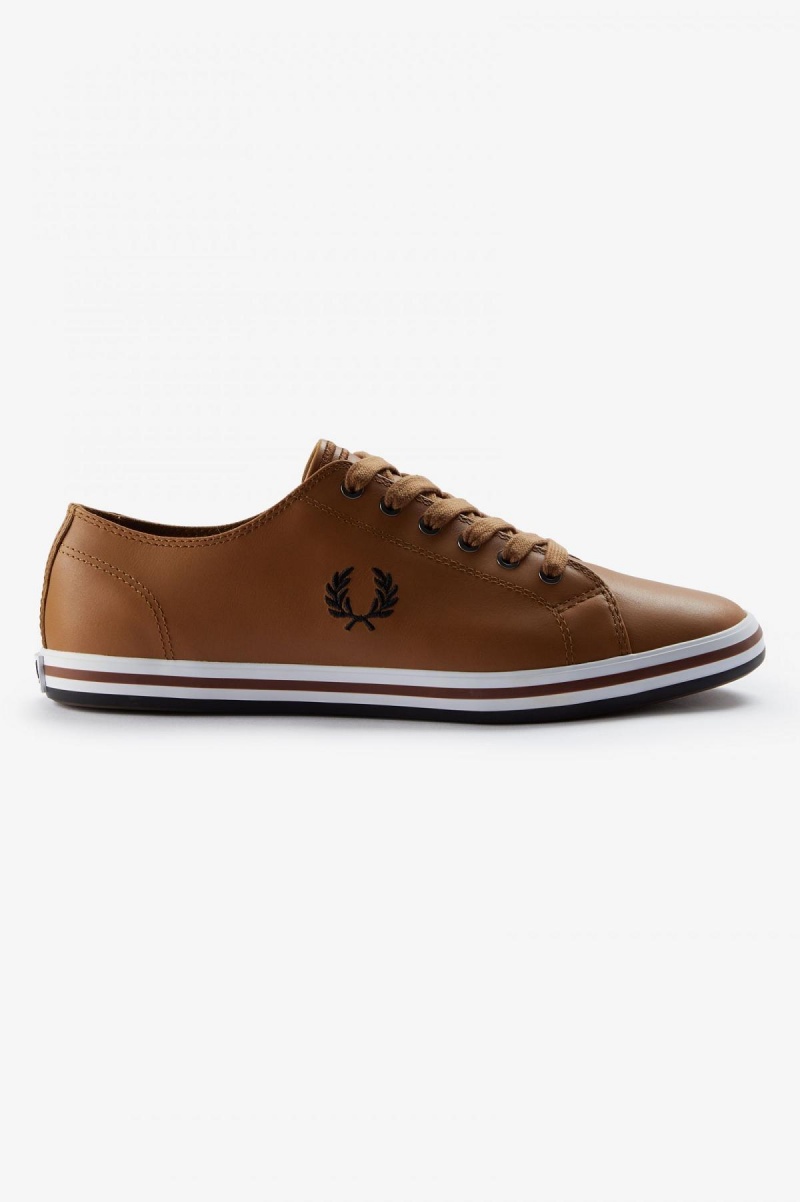 Dark Caramel / Black Fred Perry Kingston Men\'s Shoes | ECAHC23872