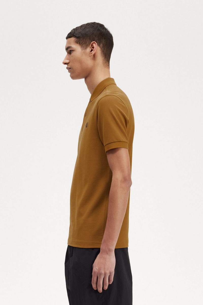 Dark Caramel / Black Fred Perry M6000 Men's Polo Shirts | QCAWA70438