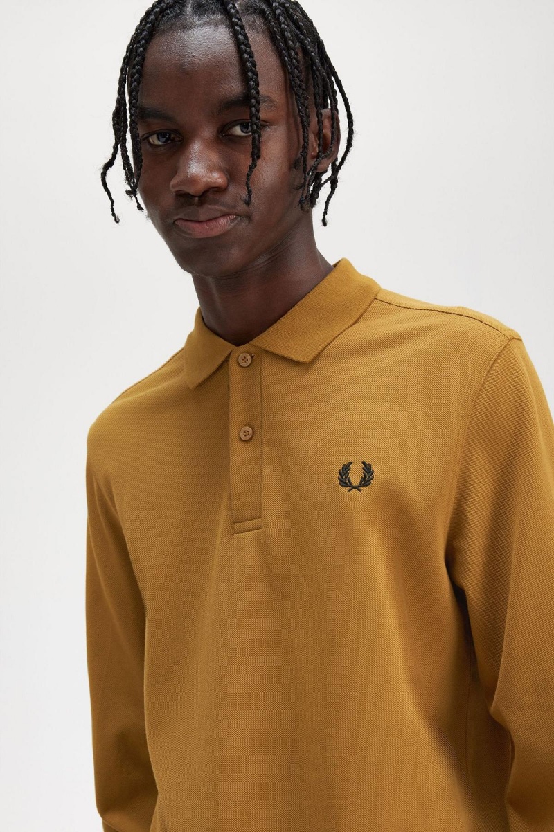 Dark Caramel / Black Fred Perry M6006 Men's Polo Shirts | CAXMI62469