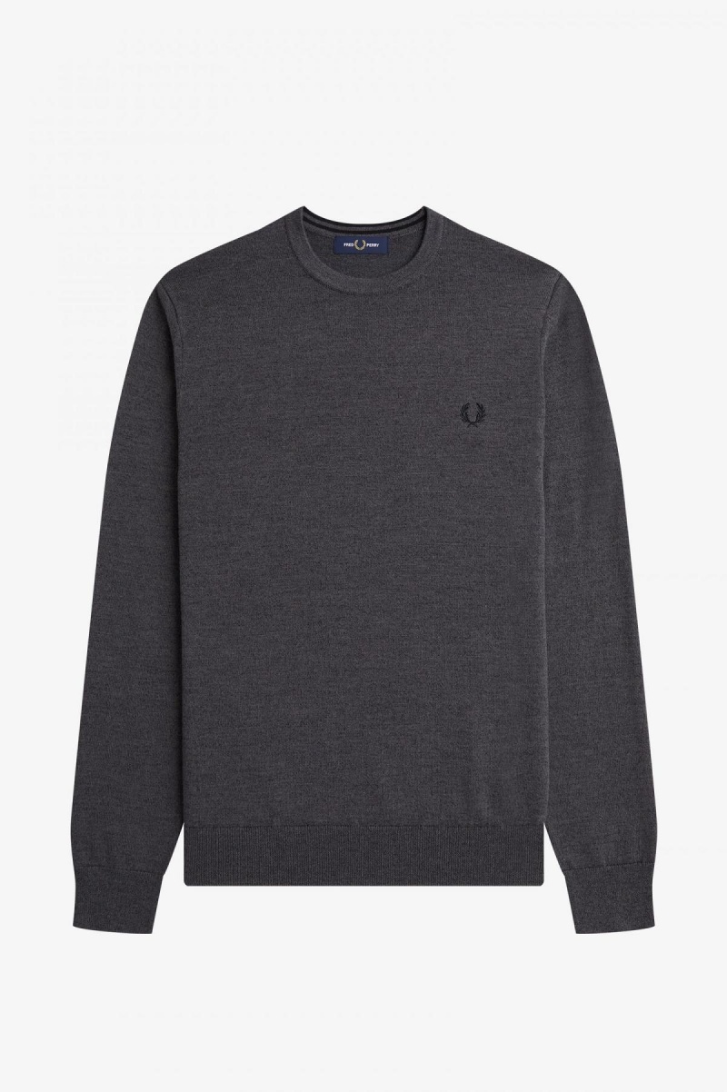 Dark Grey Marl Fred Perry Classic Crew Neck Jumper Men's Knitwear | CAEAH96293