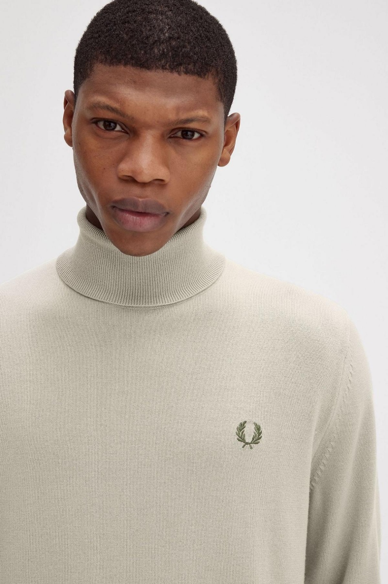 Dark Oatmeal Fred Perry Roll Neck Jumper Men's Knitwear | LCASX19133