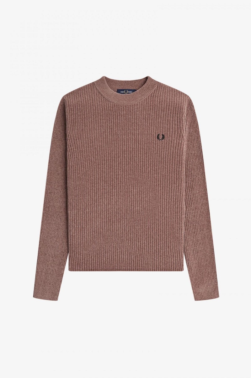 Dark Pink Fred Perry Chenille Rib Jumper Women's Knitwear | CAEAH32422