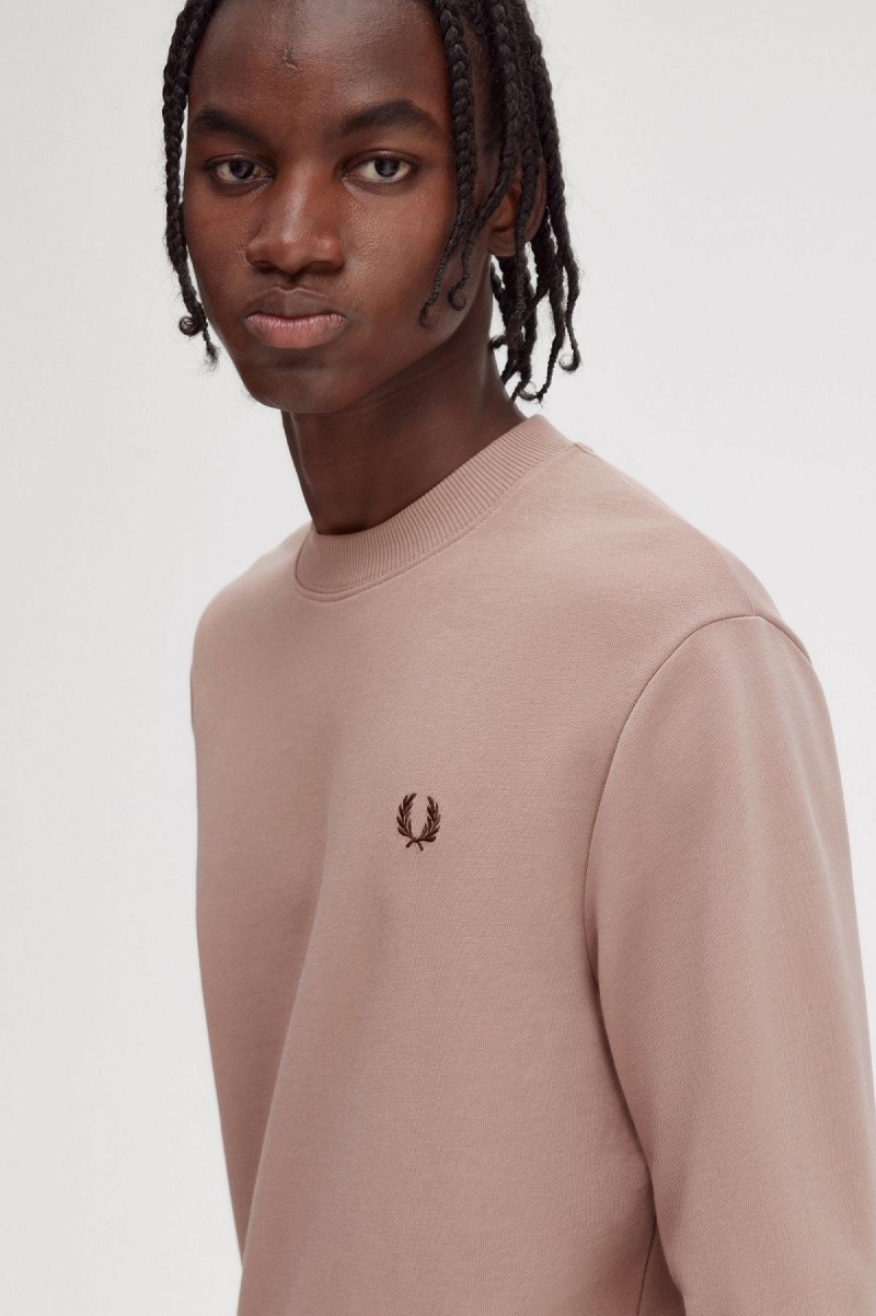 Dark Pink Fred Perry Crew Neck Men's Sweatshirts | FCAHY88055