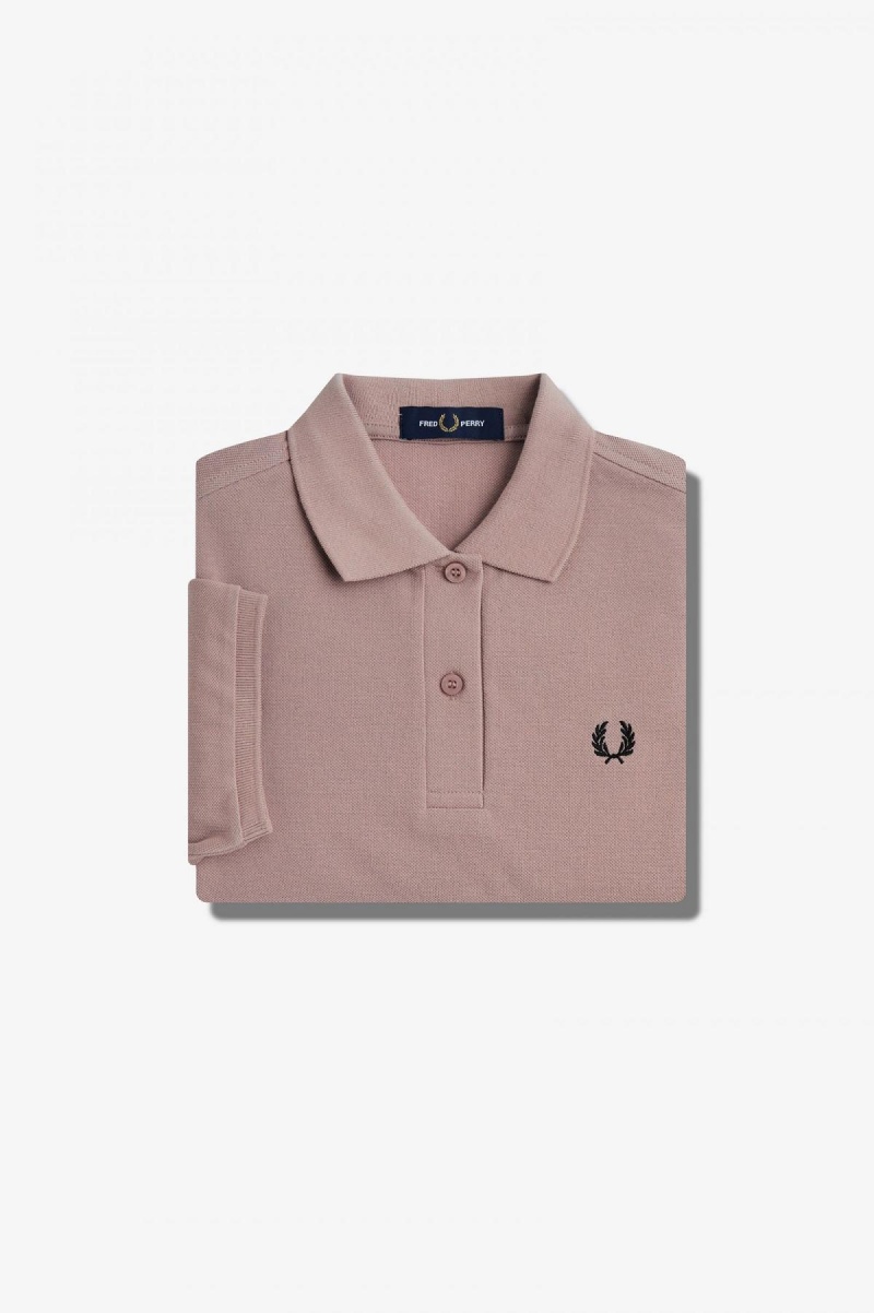 Dark Pink / Black Fred Perry G6000 Women's T Shirts | CAXBR22564