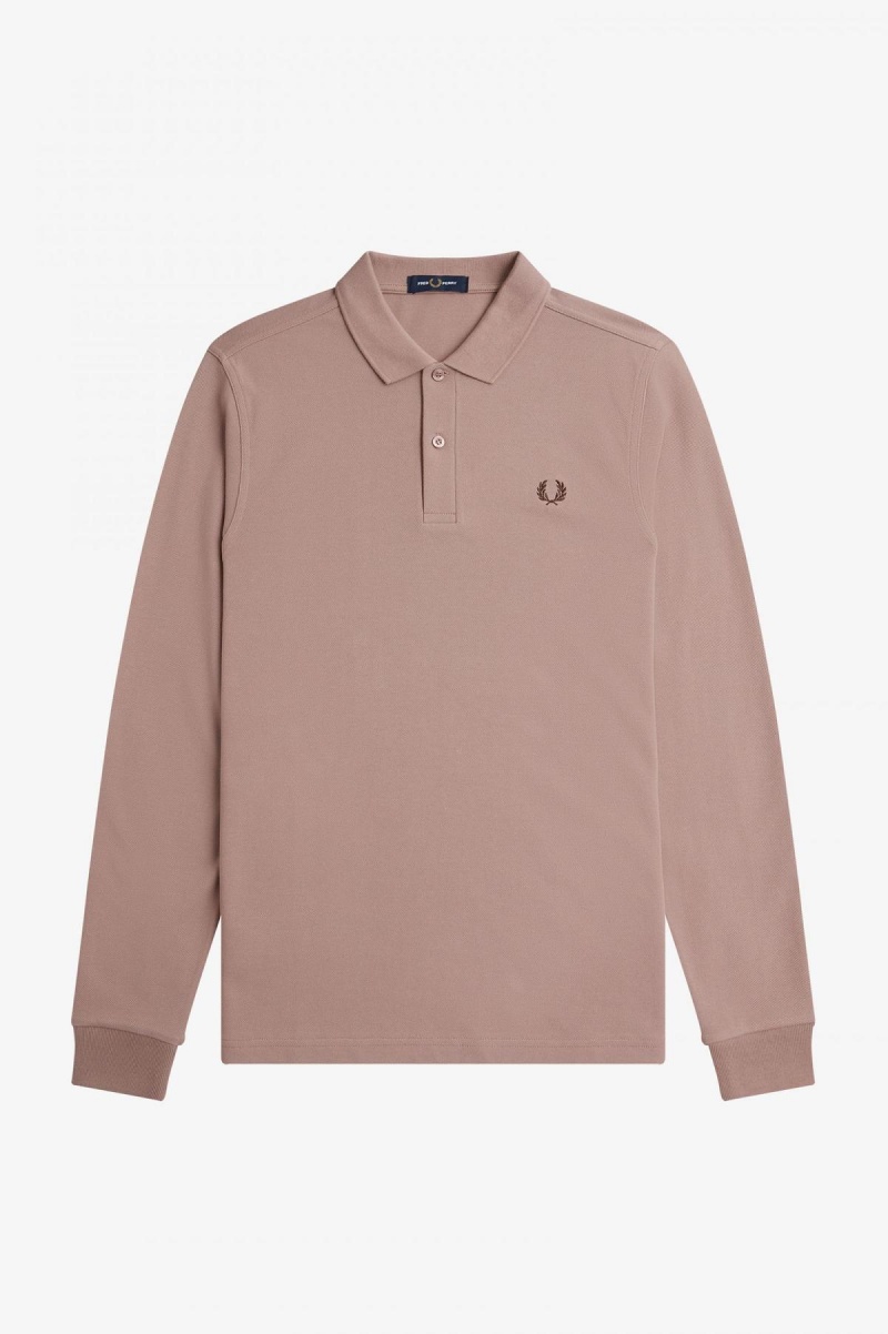 Dark Pink / Burnt Tobacco Fred Perry M6006 Men's Fred Perry Shirt | CANZX99261