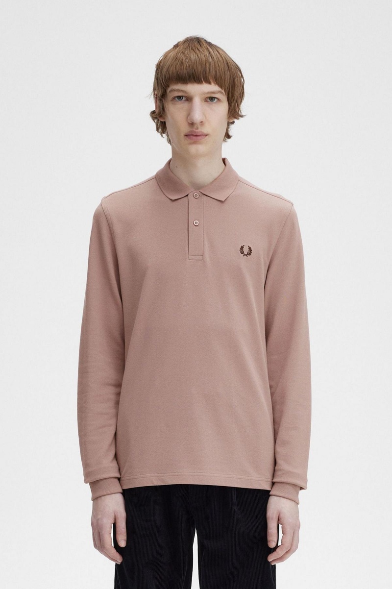 Dark Pink / Burnt Tobacco Fred Perry M6006 Men's Fred Perry Shirt | CANZX99261