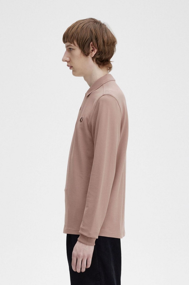 Dark Pink / Burnt Tobacco Fred Perry M6006 Men's Fred Perry Shirt | CANZX99261