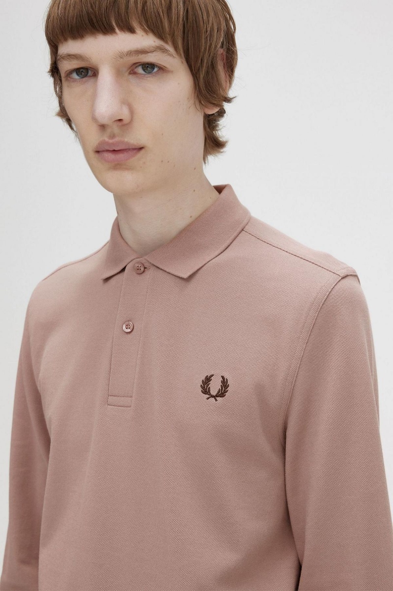 Dark Pink / Burnt Tobacco Fred Perry M6006 Men's Polo Shirts | CAXBR44530