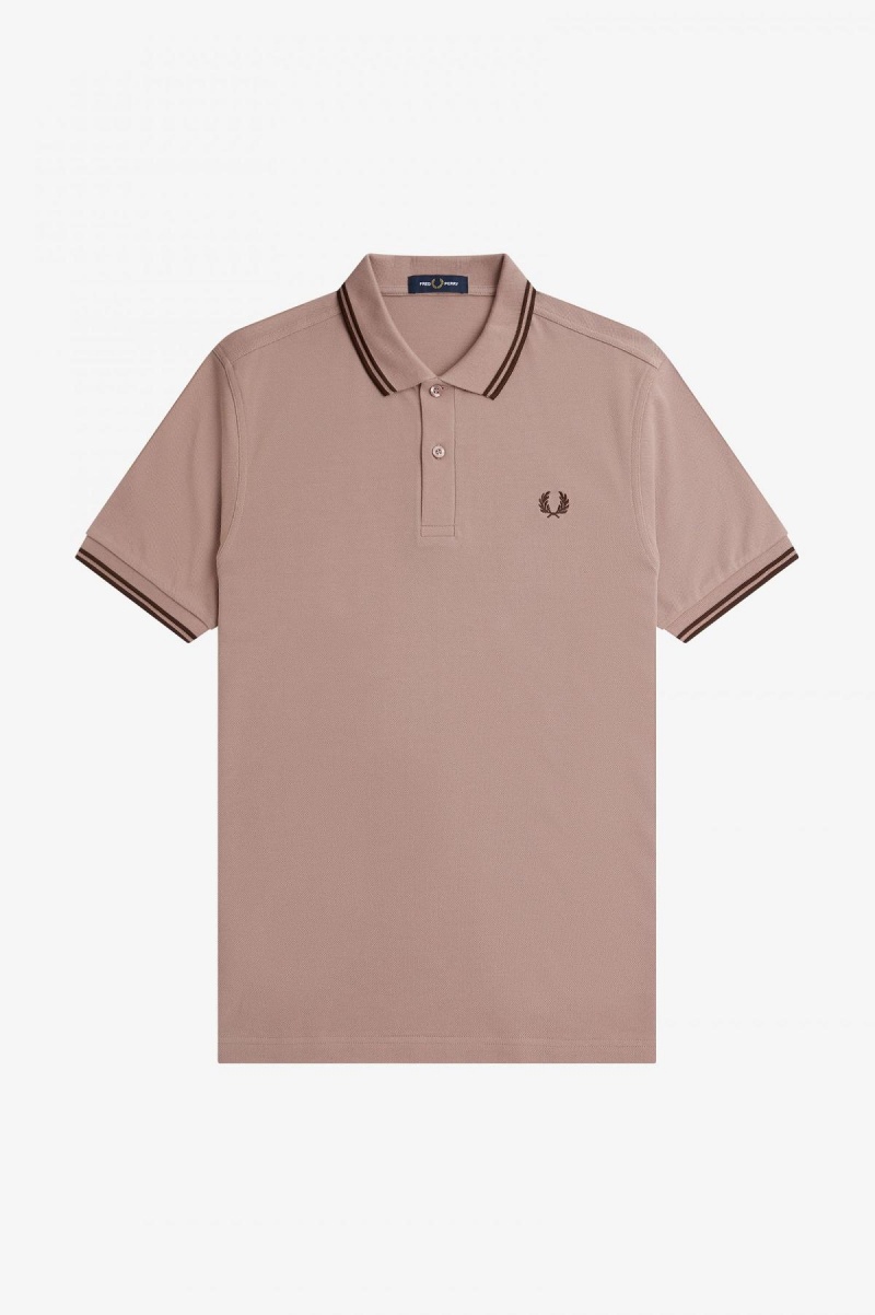 Dark Pink / Burnt Tobacco / Burnt Tobacco Fred Perry M3600 Men's Fred Perry Shirt | FCAUI69544