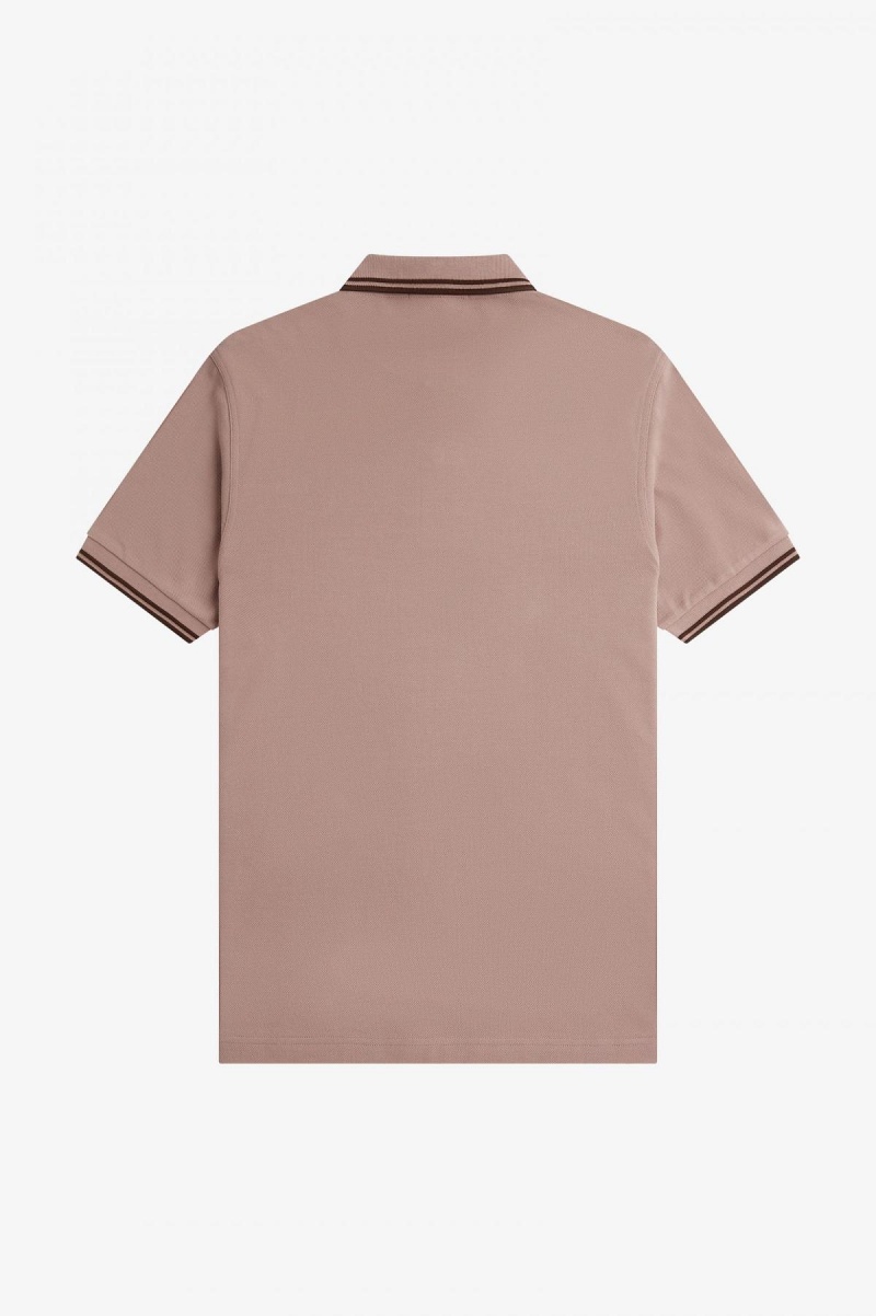 Dark Pink / Burnt Tobacco / Burnt Tobacco Fred Perry M3600 Men's Fred Perry Shirt | FCAUI69544