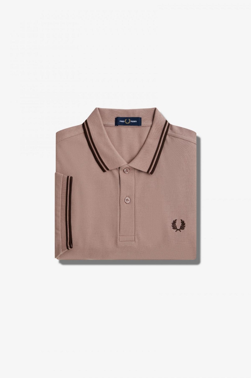 Dark Pink / Burnt Tobacco / Burnt Tobacco Fred Perry M3600 Men\'s Fred Perry Shirt | FCAUI69544