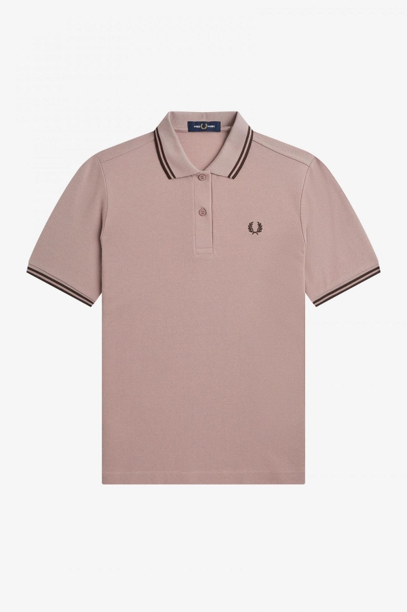 Dark Pink / Burnt Tobacco / Burnt Tobacco Fred Perry G3600 Women's Fred Perry Shirt | BCASD67200