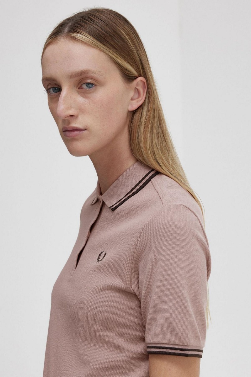 Dark Pink / Burnt Tobacco / Burnt Tobacco Fred Perry G3600 Women's Polo Shirts | CAICD37074