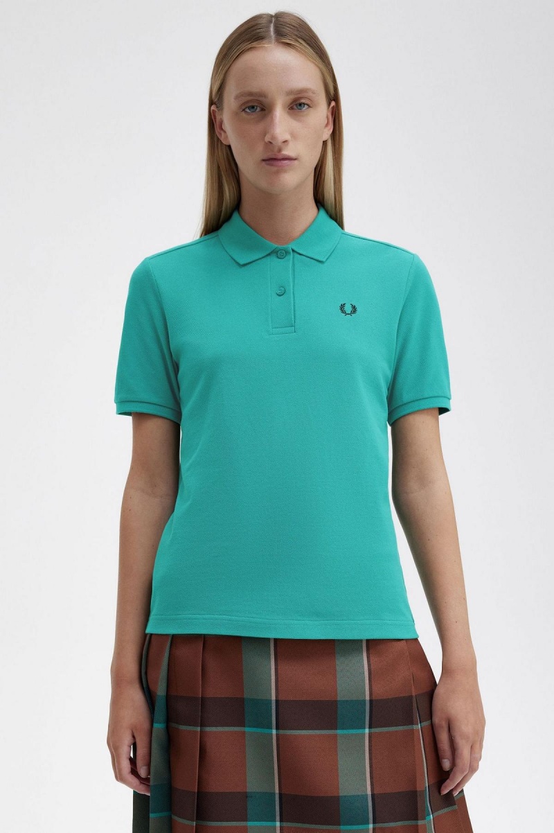 Deep Mint / Black Fred Perry G6000 Women's Polo Shirts | TCAWZ89525