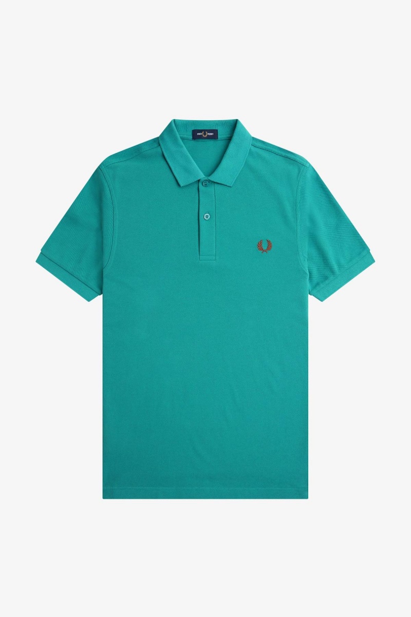 Deep Mint / Whisky Brown Fred Perry M6000 Men's Fred Perry Shirt | QCAWA36859