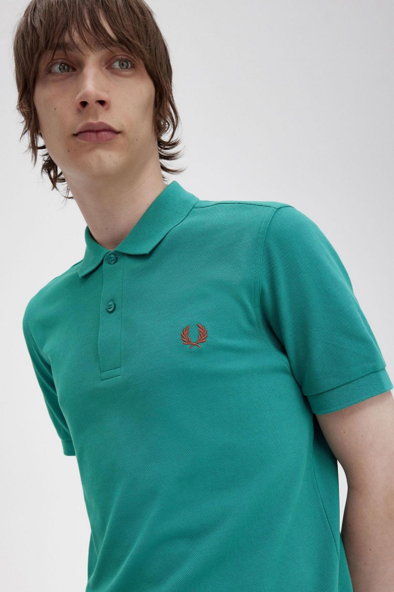 Deep Mint / Whisky Brown Fred Perry M6000 Men's Polo Shirts | CAXMI37650