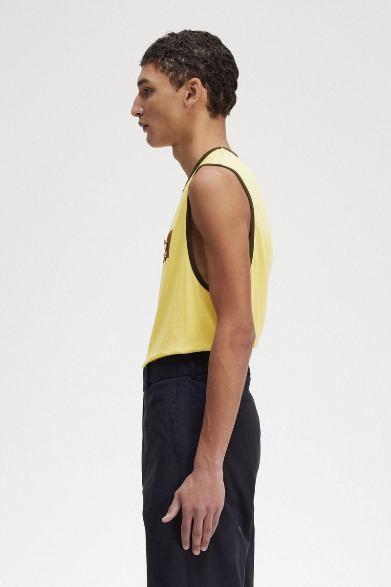 Dirty Lime Fred Perry Printed Vest Men's T Shirts | SCANY81946