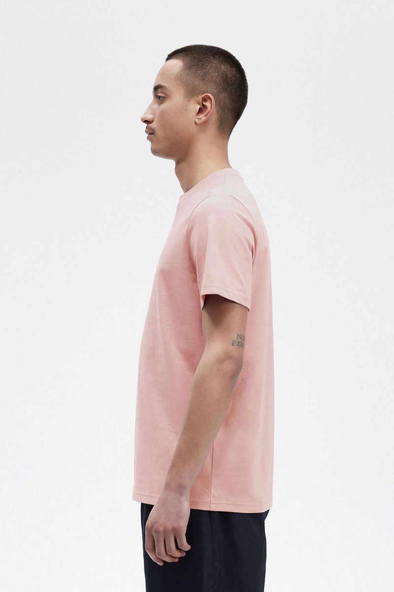 Dusty Rose Pink Fred Perry Embroidered Men's T Shirts | PCAER95418