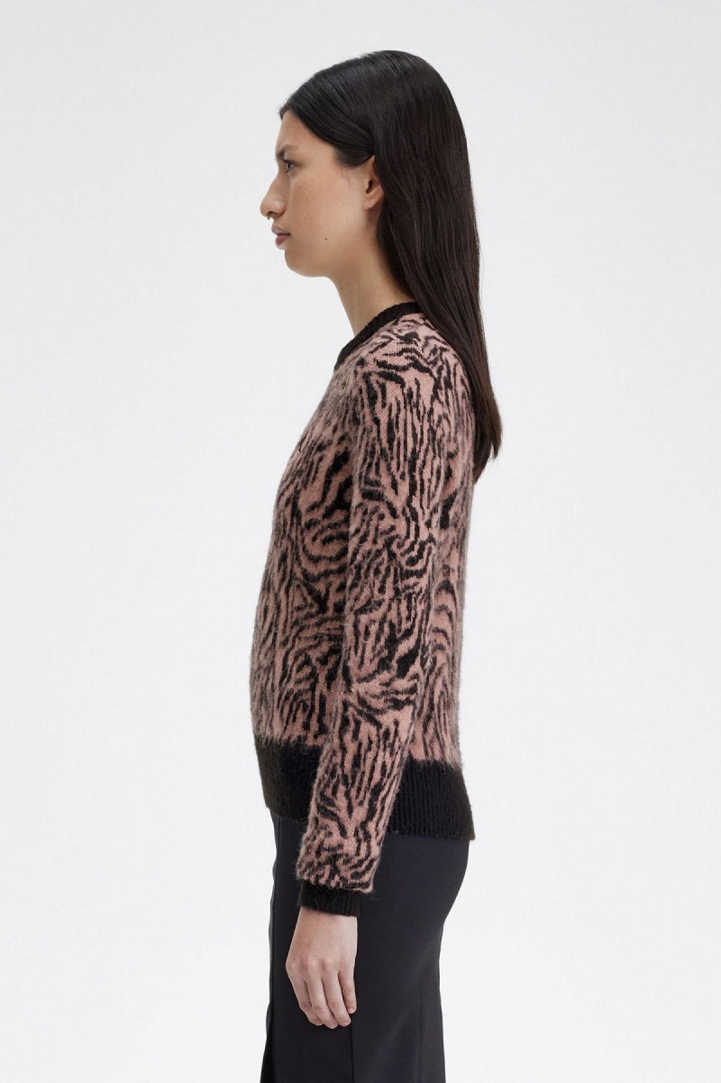 Dusty Rose Pink Fred Perry Zebra Jumper Women's Knitwear | CAQCS88243