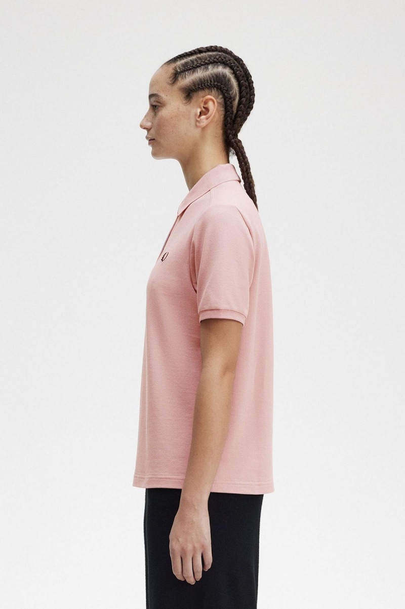 Dusty Rose Pink / Black Fred Perry G6000 Women's Fred Perry Shirt | DCAVO20957