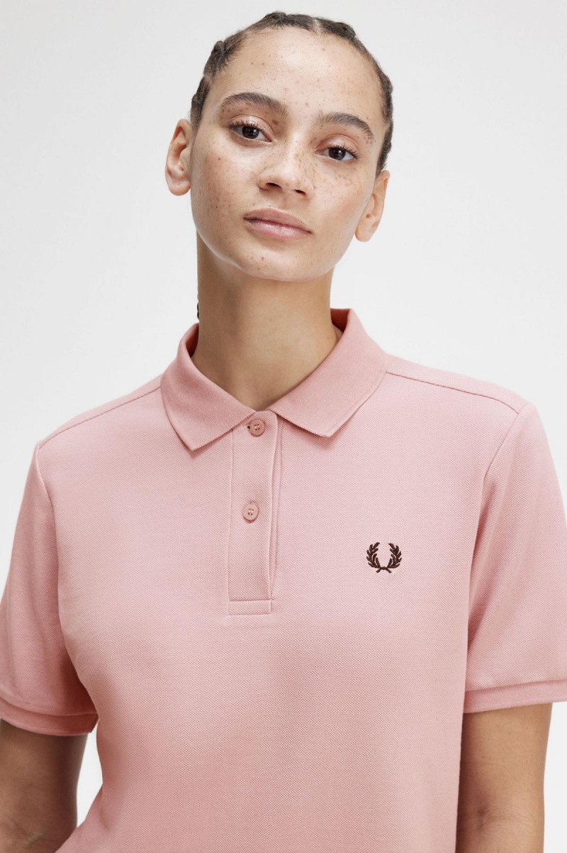 Dusty Rose Pink / Black Fred Perry G6000 Women's Polo Shirts | CAJZR90171