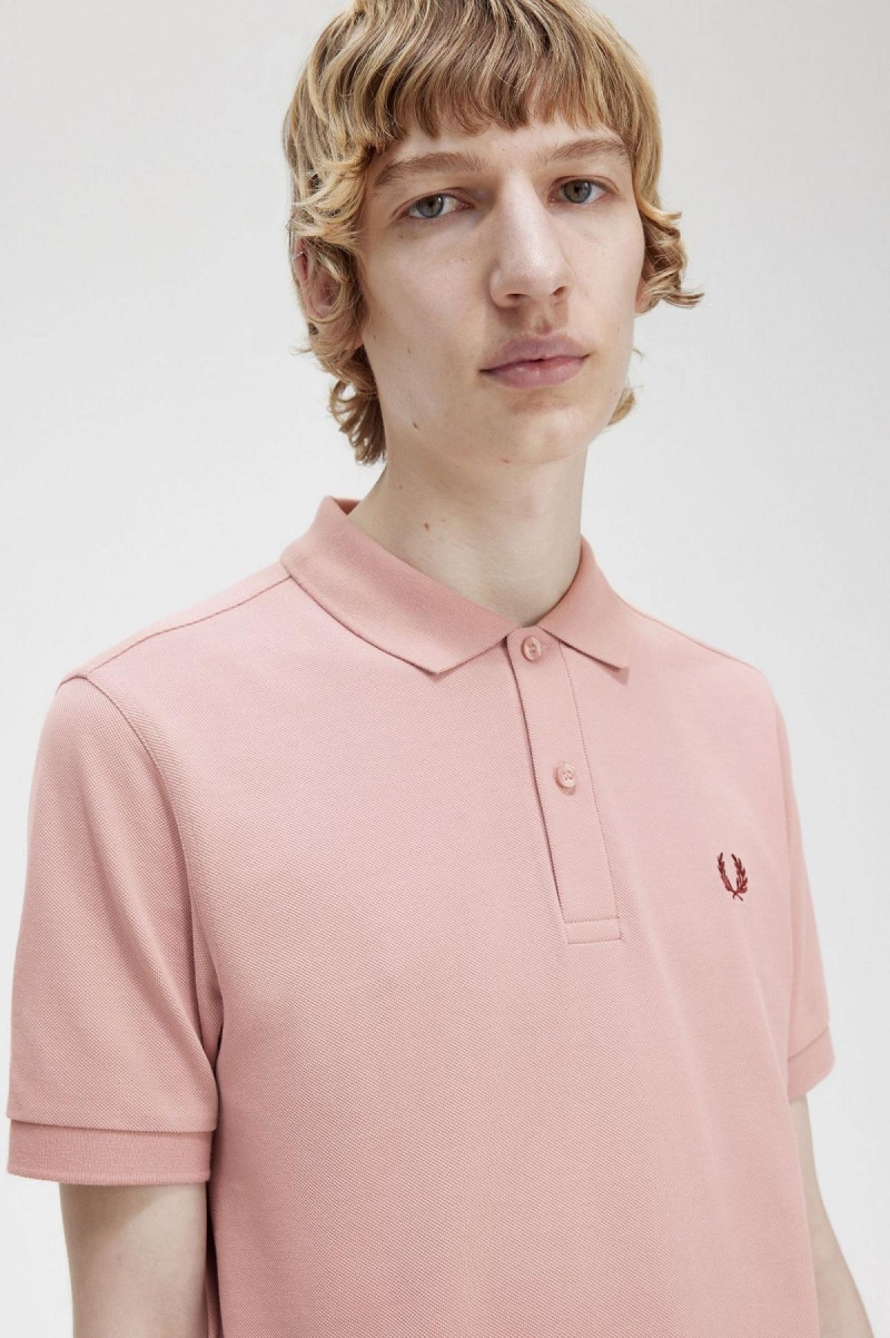 Dusty Rose Pink / Oxblood Fred Perry M6000 Men's Polo Shirts | CAEGJ33968