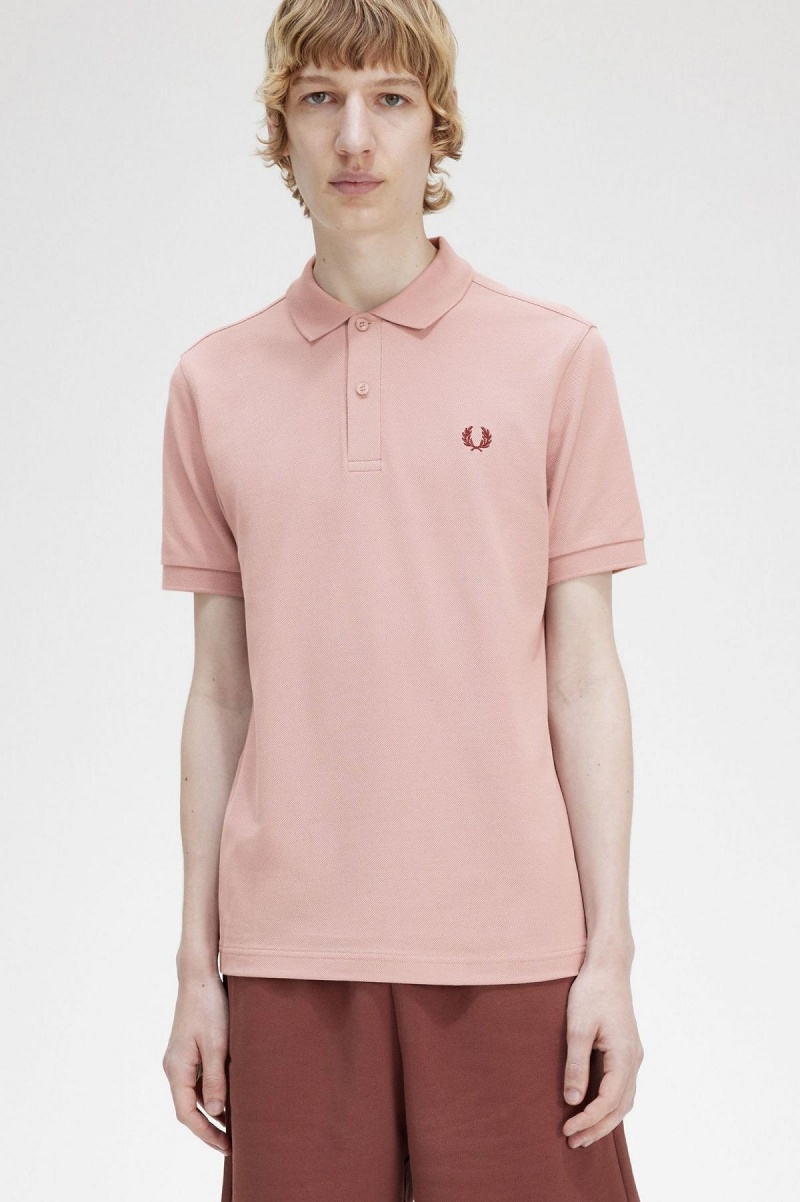 Dusty Rose Pink / Oxblood Fred Perry M6000 Men's Polo Shirts | CAEGJ33968