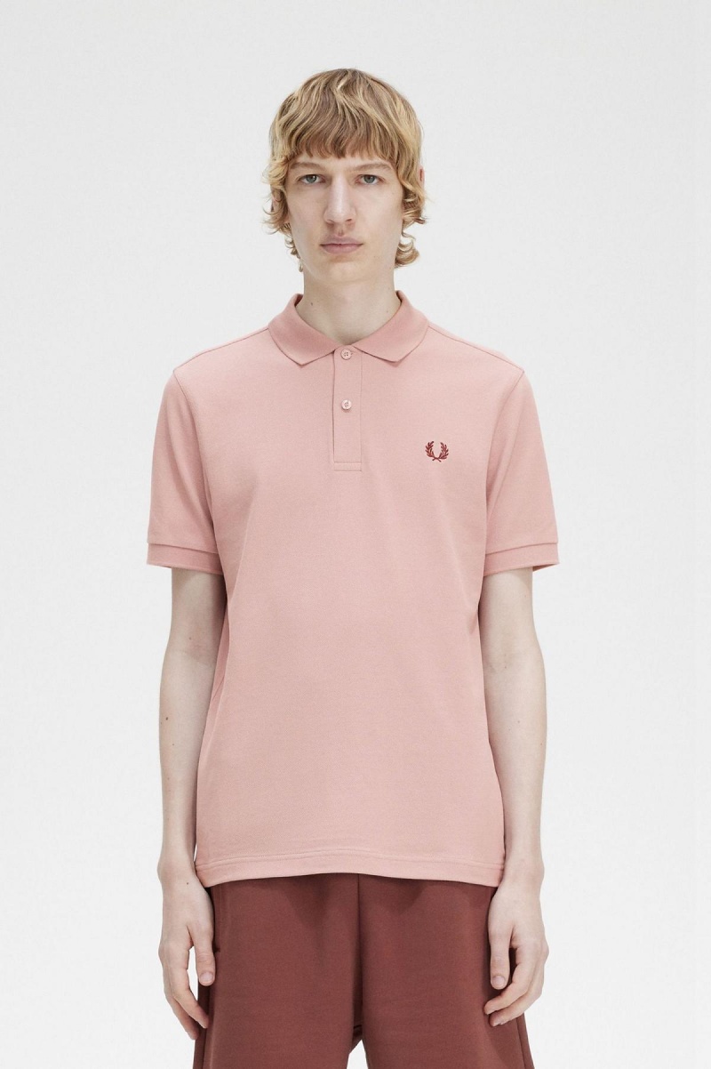 Dusty Rose Pink / Oxblood Fred Perry M6000 Men\'s Polo Shirts | CAEGJ33968