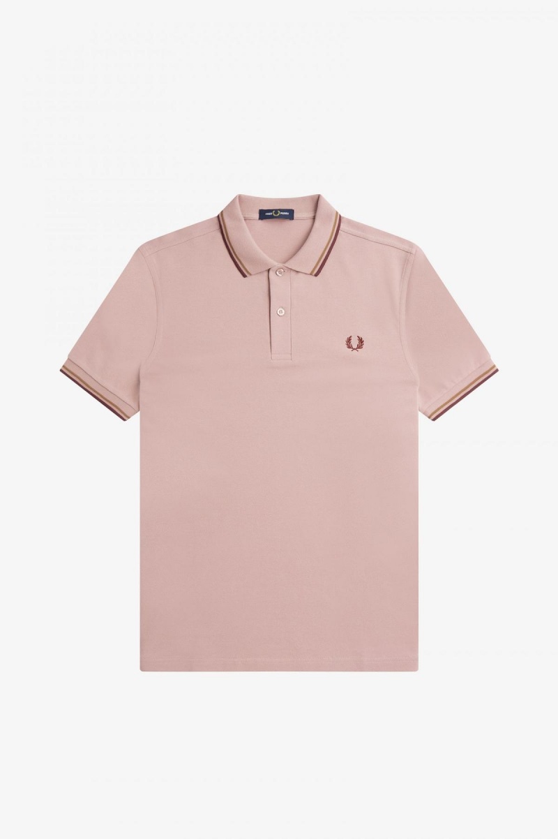 Dusty Rose Pink / Shaded Stone / Oxblood Fred Perry M3600 Men's Fred Perry Shirt | CANEJ50099