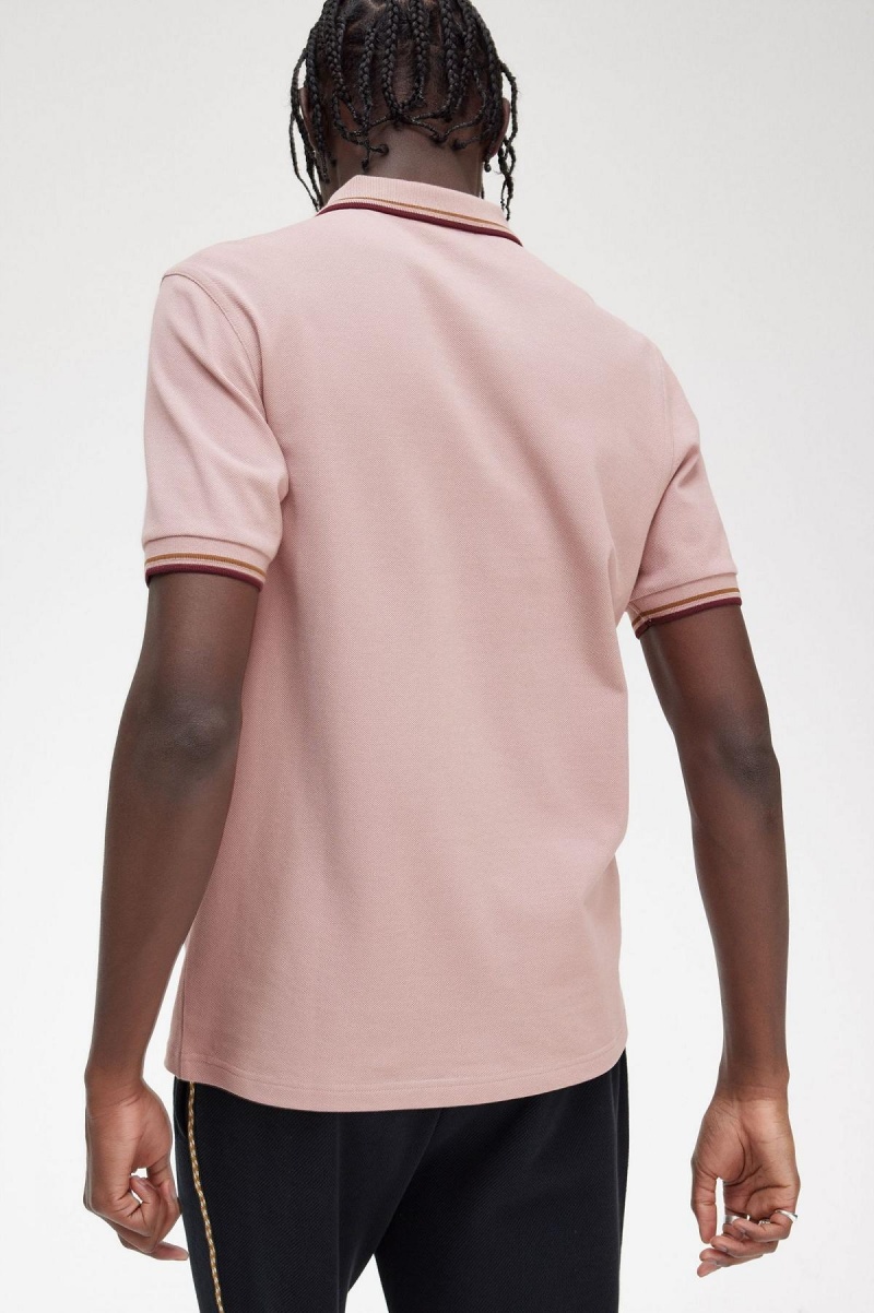 Dusty Rose Pink / Shaded Stone / Oxblood Fred Perry M3600 Men's Polo Shirts | MCAHR26367