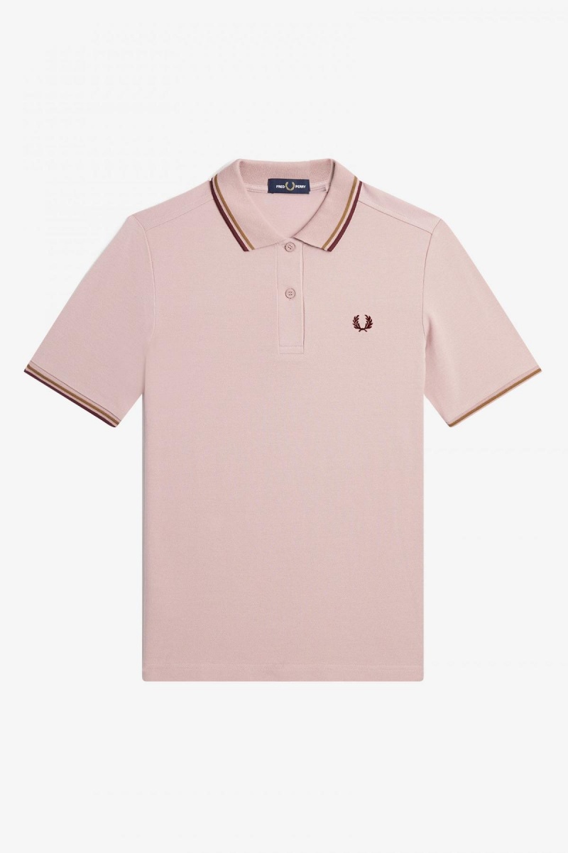 Dusty Rose Pink / Shaded Stone / Oxblood Fred Perry G3600 Women's Fred Perry Shirt | DCAKV70621