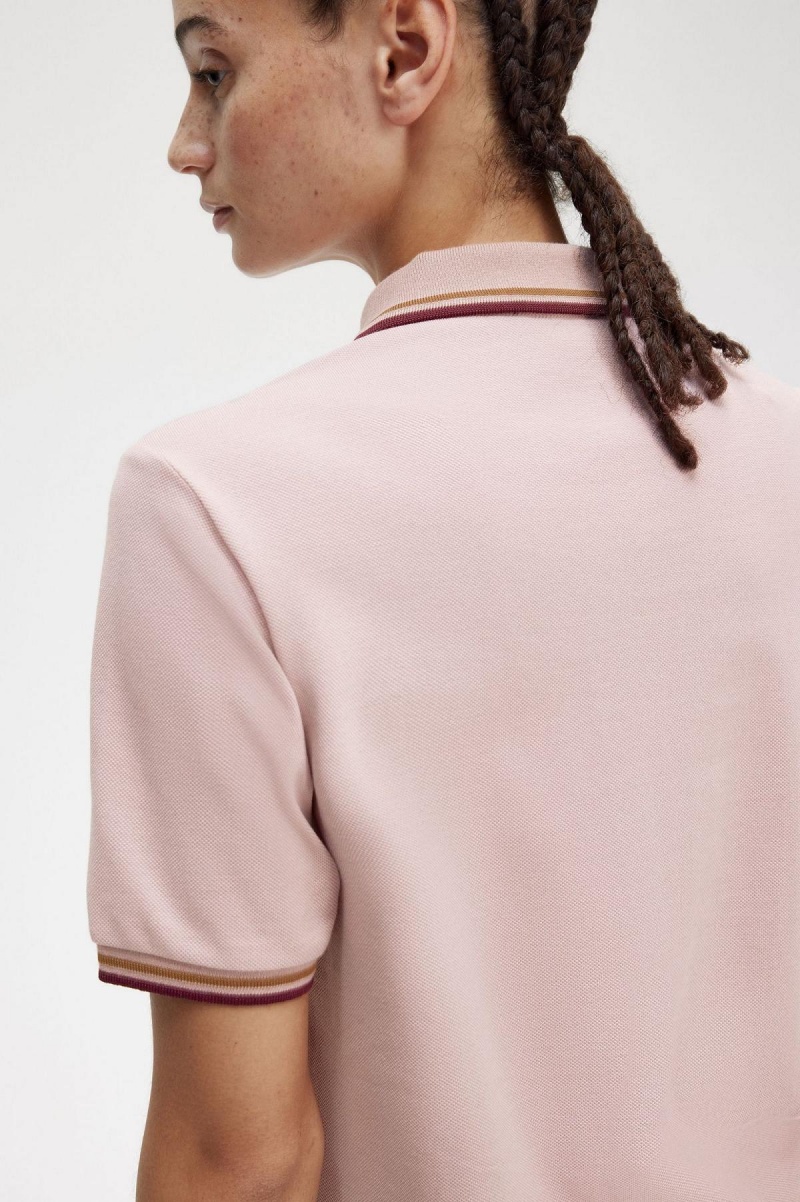 Dusty Rose Pink / Shaded Stone / Oxblood Fred Perry G3600 Women's T Shirts | CAJKU40874