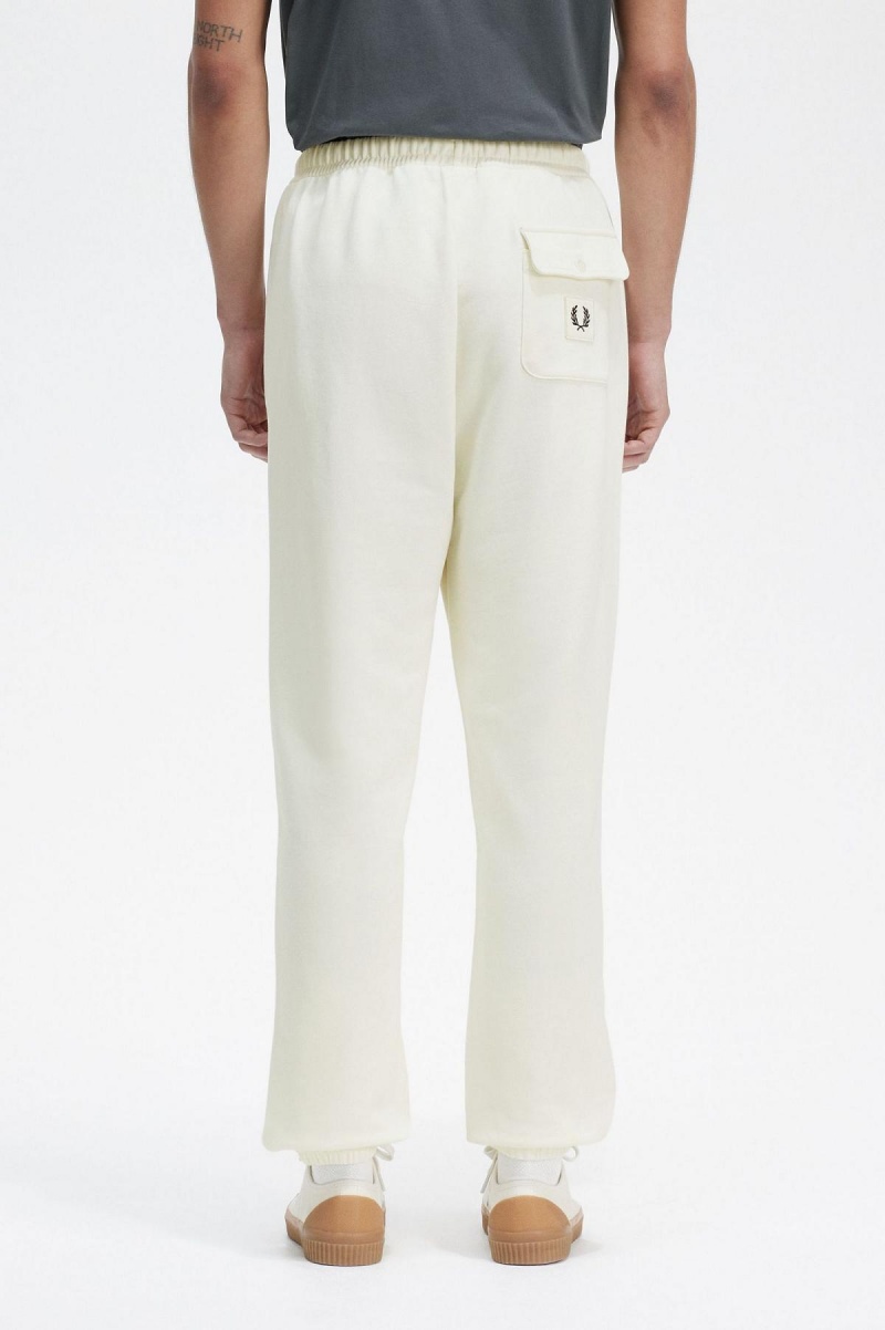 Ecru Fred Perry Badge Detail Track Pants Men's Trousers | QCAUV17178