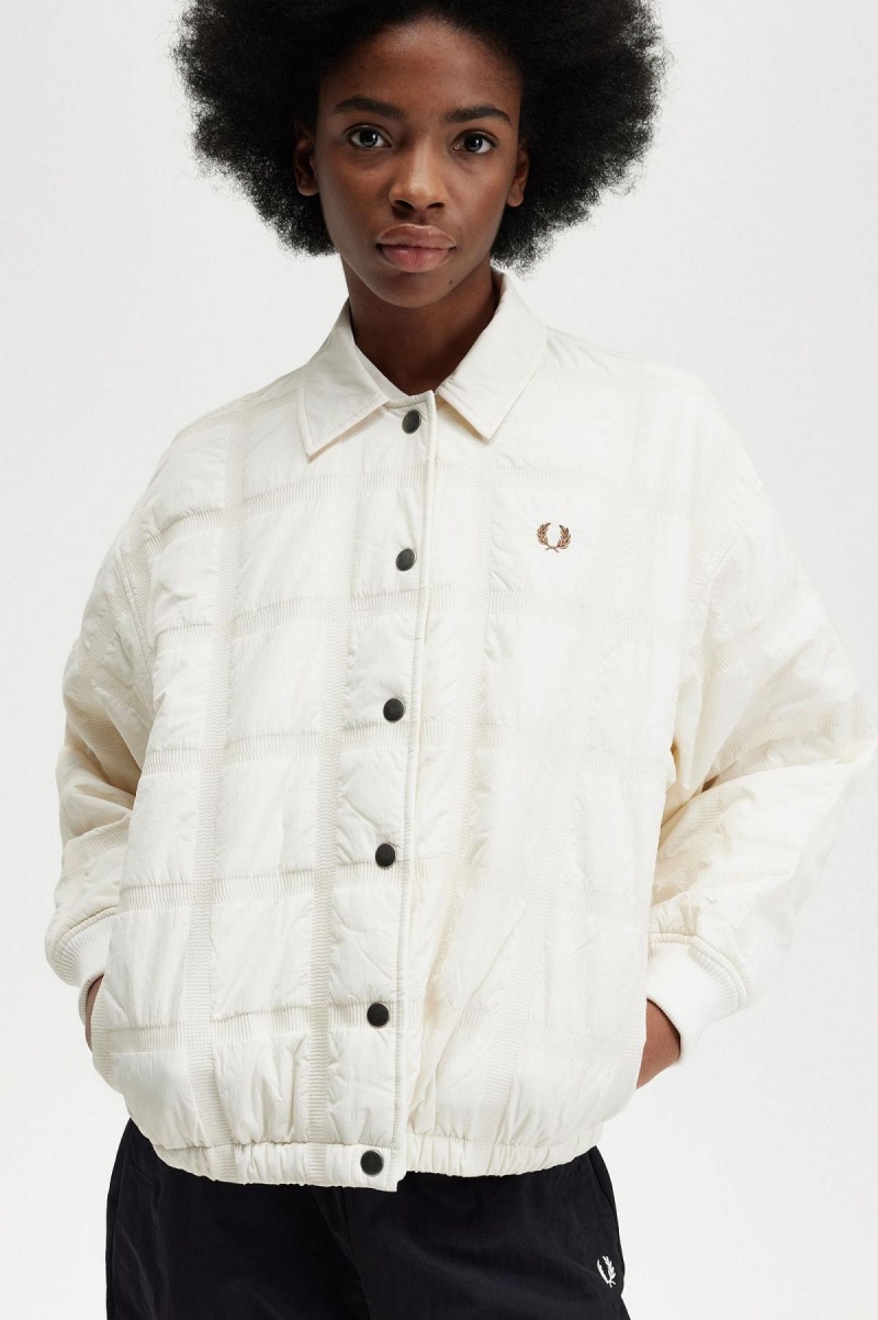 Ecru Fred Perry Quilted Women's Coats | CADYB17679