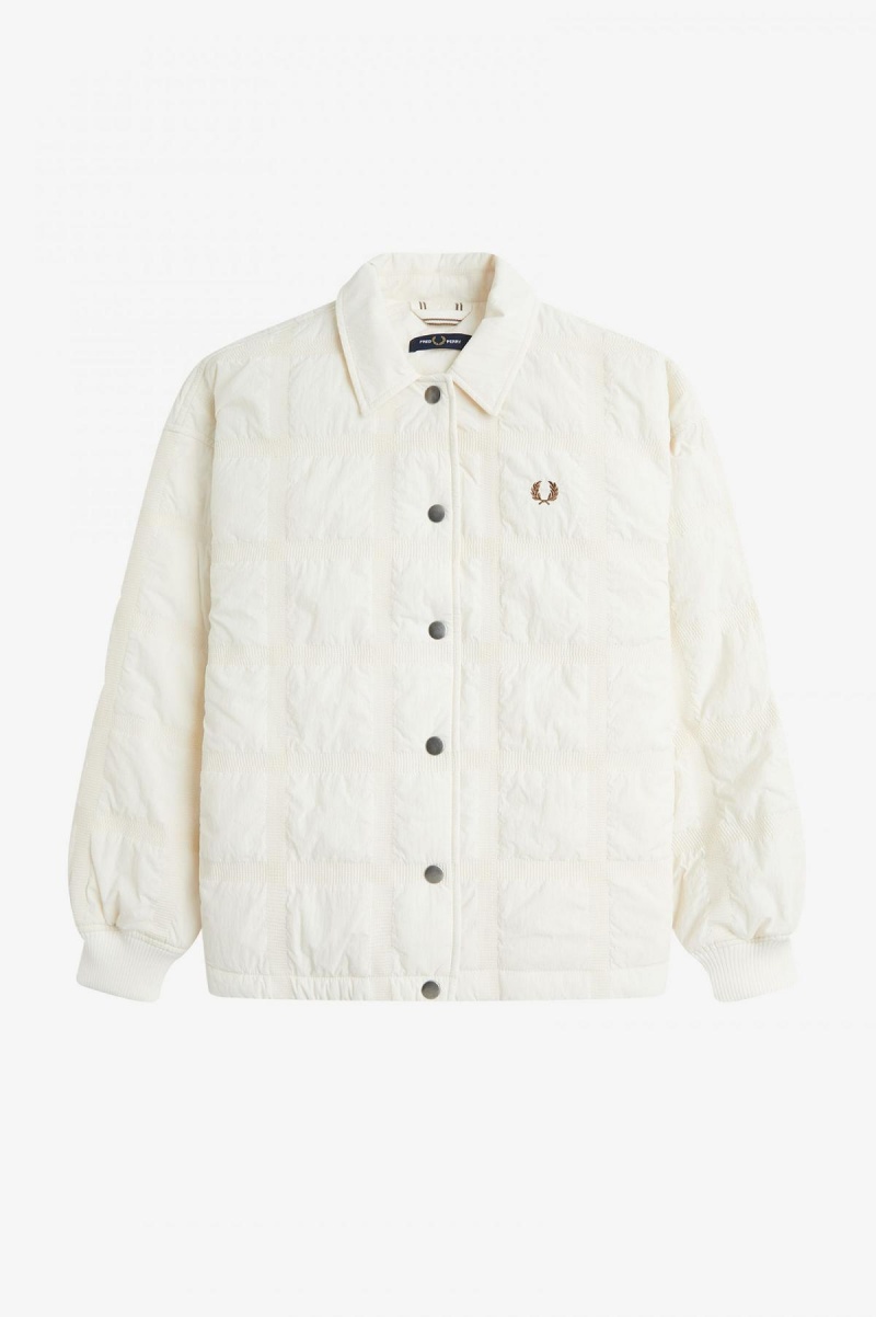 Ecru Fred Perry Quilted Women's Coats | CADYB17679