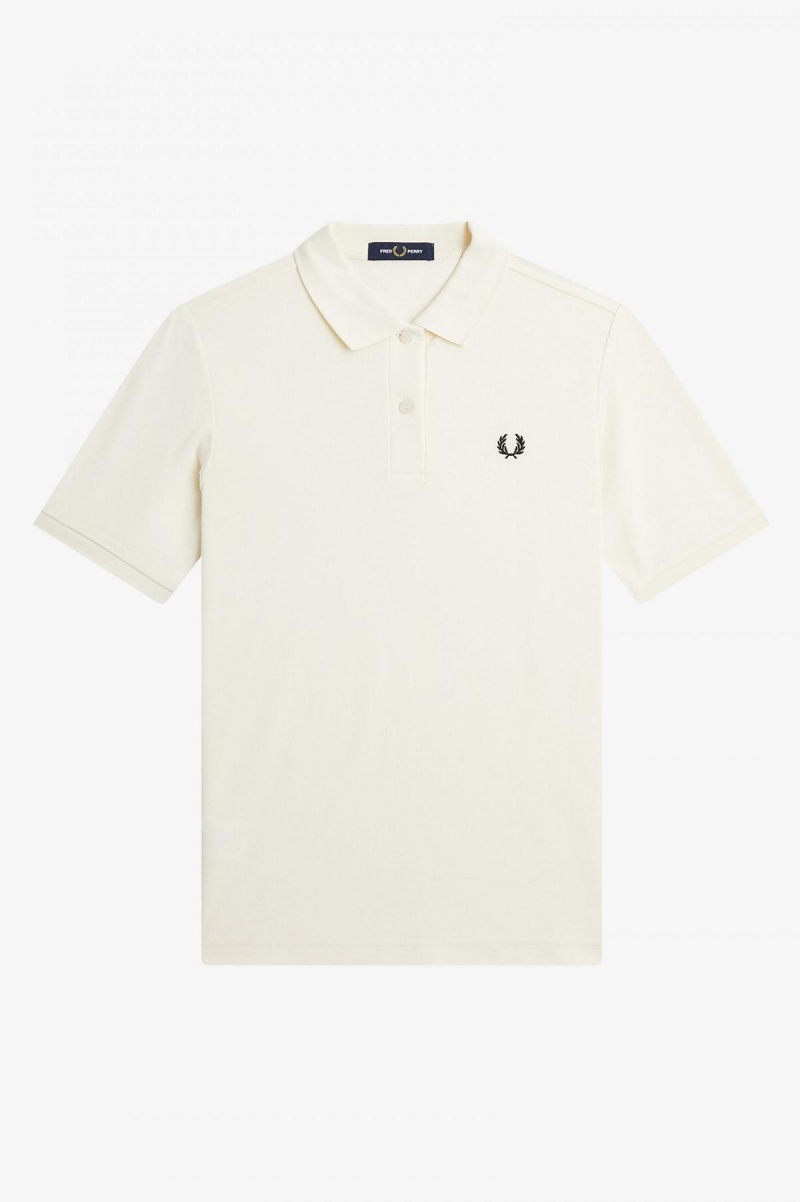 Ecru / Black Fred Perry G6000 Women's Fred Perry Shirt | CAZDE25086