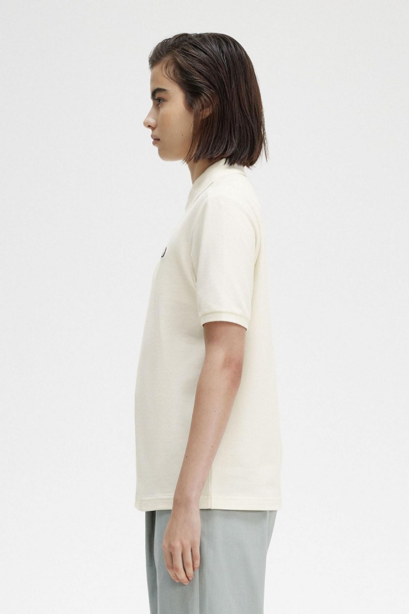 Ecru / Black Fred Perry G6000 Women's T Shirts | CAXMI10441