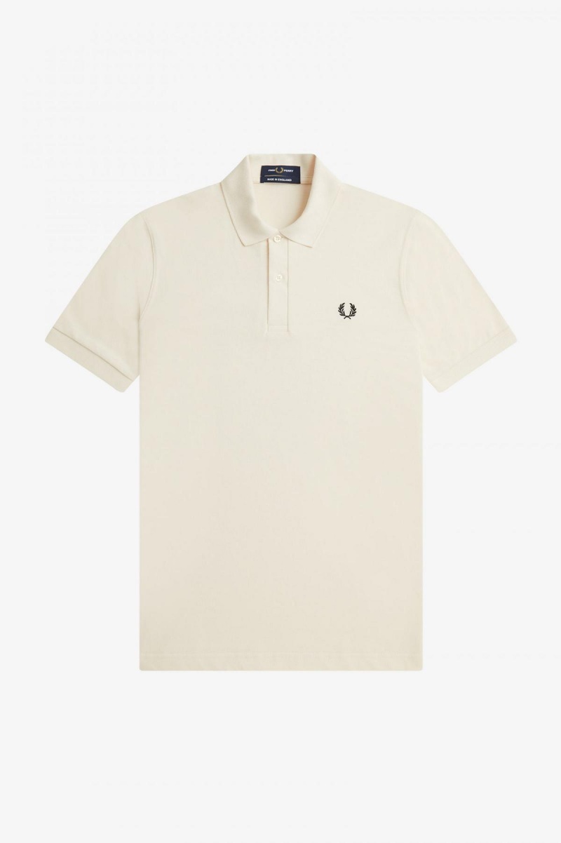 Ecru / Black Fred Perry M3 Men's Fred Perry Shirt | UCATG64782