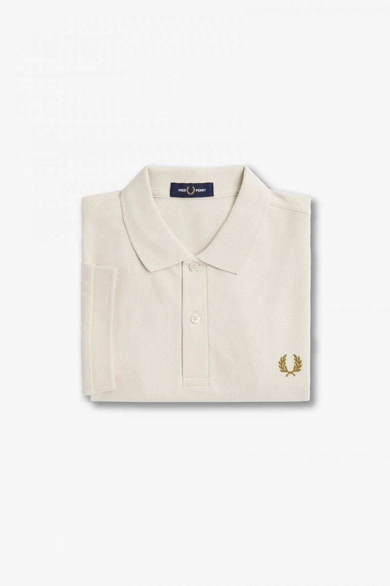 Ecru / Dark Caramel Fred Perry M6000 Men's Polo Shirts | GCAUC30872