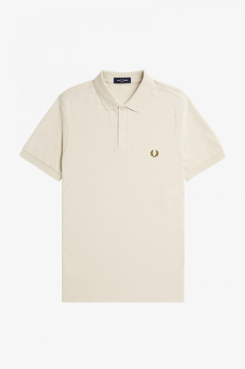 Ecru / Dark Caramel Fred Perry M6000 Men's Polo Shirts | GCAUC30872