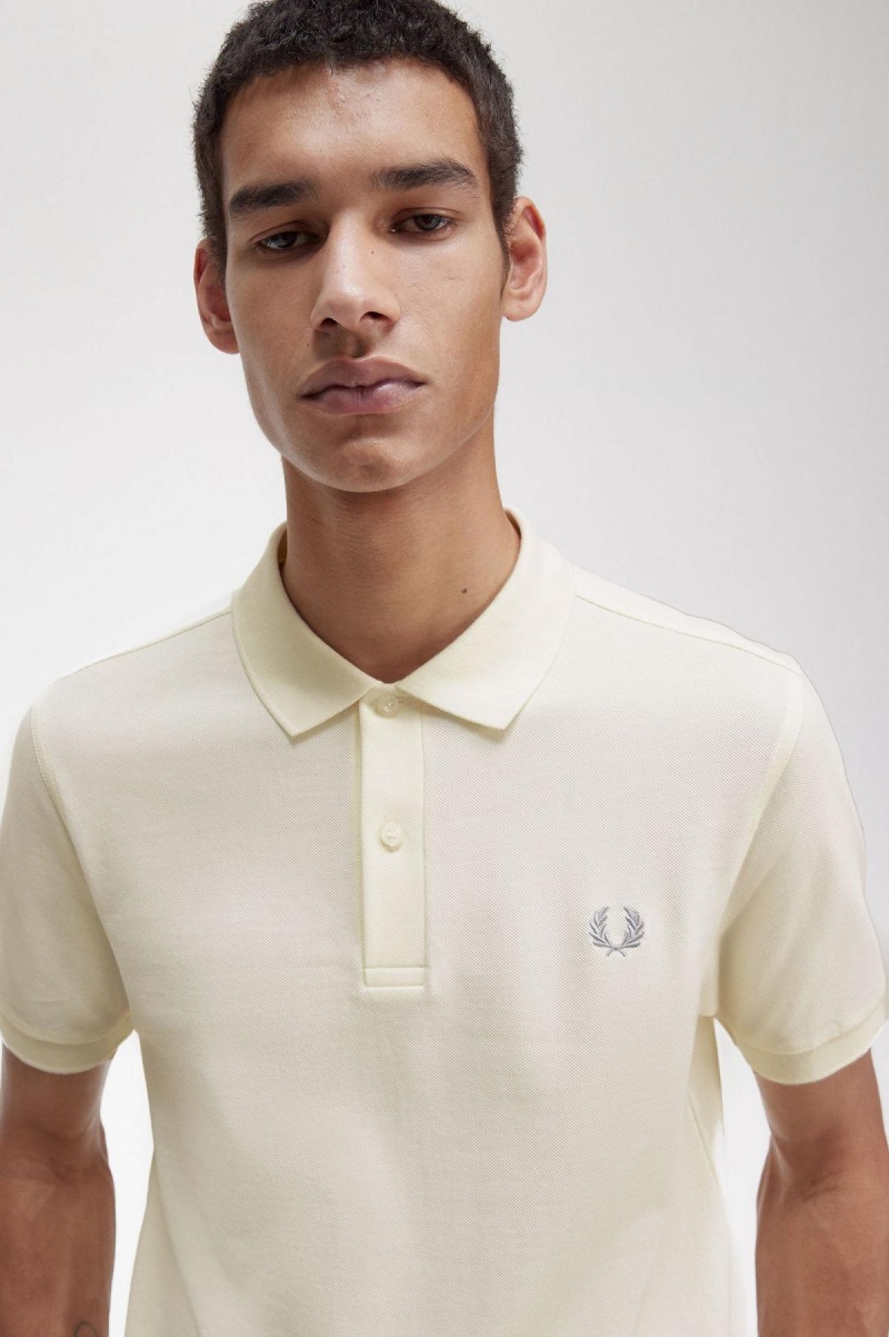 Ecru / Limestone Fred Perry M6000 Men's Fred Perry Shirt | ZCAMJ51218