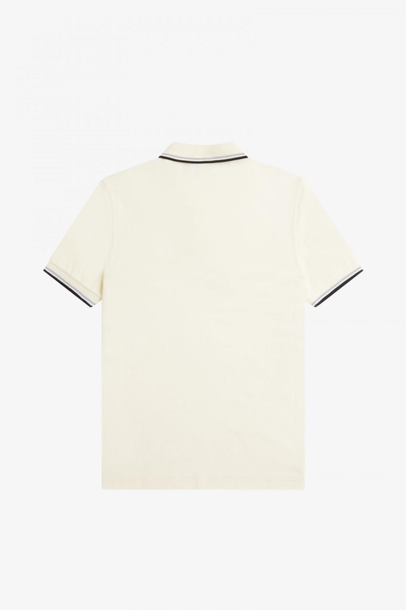 Ecru / Limestone / Black Fred Perry M3600 Men's Fred Perry Shirt | PCAQX21542