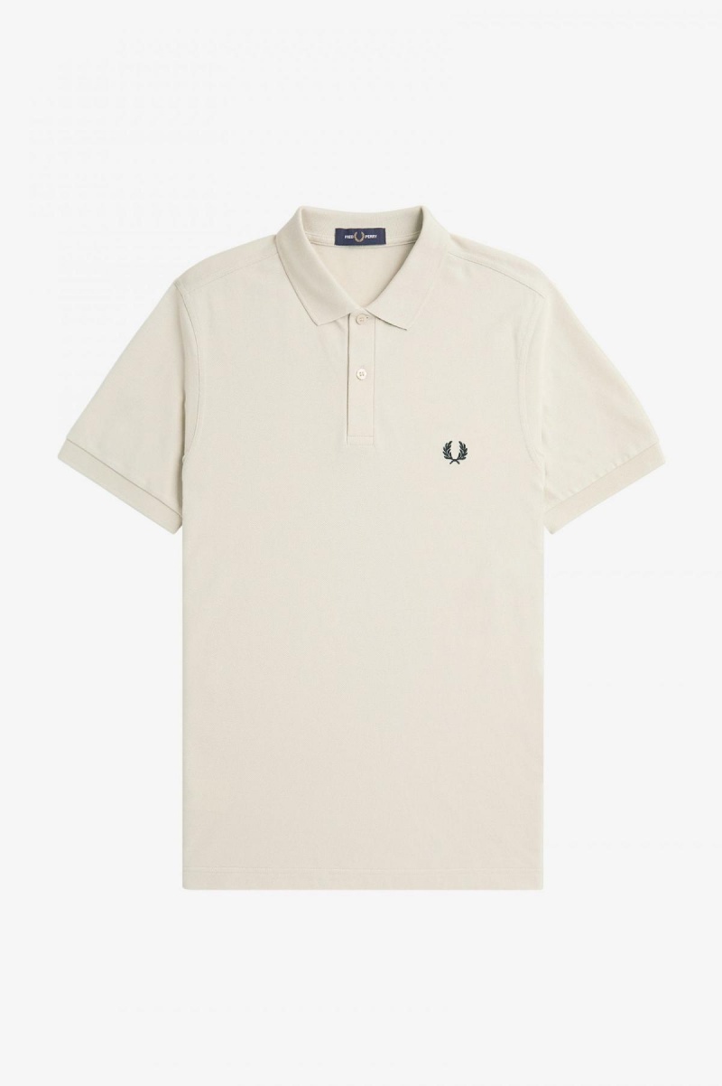 Ecru / Night Green Fred Perry M6000 Men's Polo Shirts | UCATG27893