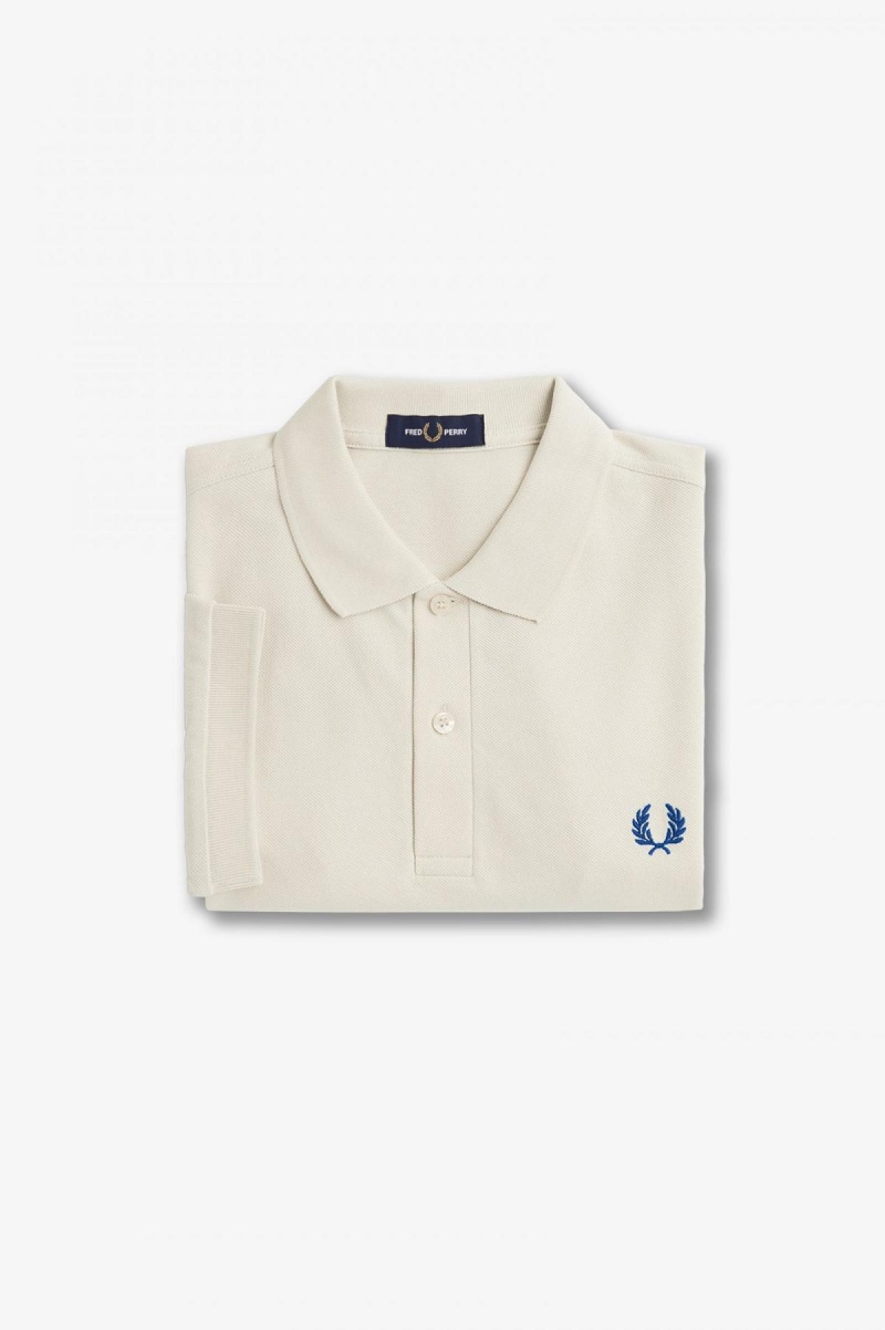 Ecru / Shaded Cobalt Fred Perry M6000 Men's Polo Shirts | GCAEC13479