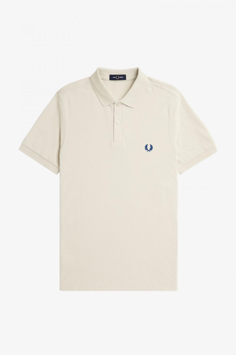 Ecru / Shaded Cobalt Fred Perry M6000 Men's Fred Perry Shirt | CAJKU80164