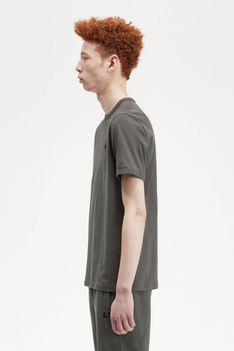 Field Green Fred Perry Ringer Men's T Shirts | CADYB30333