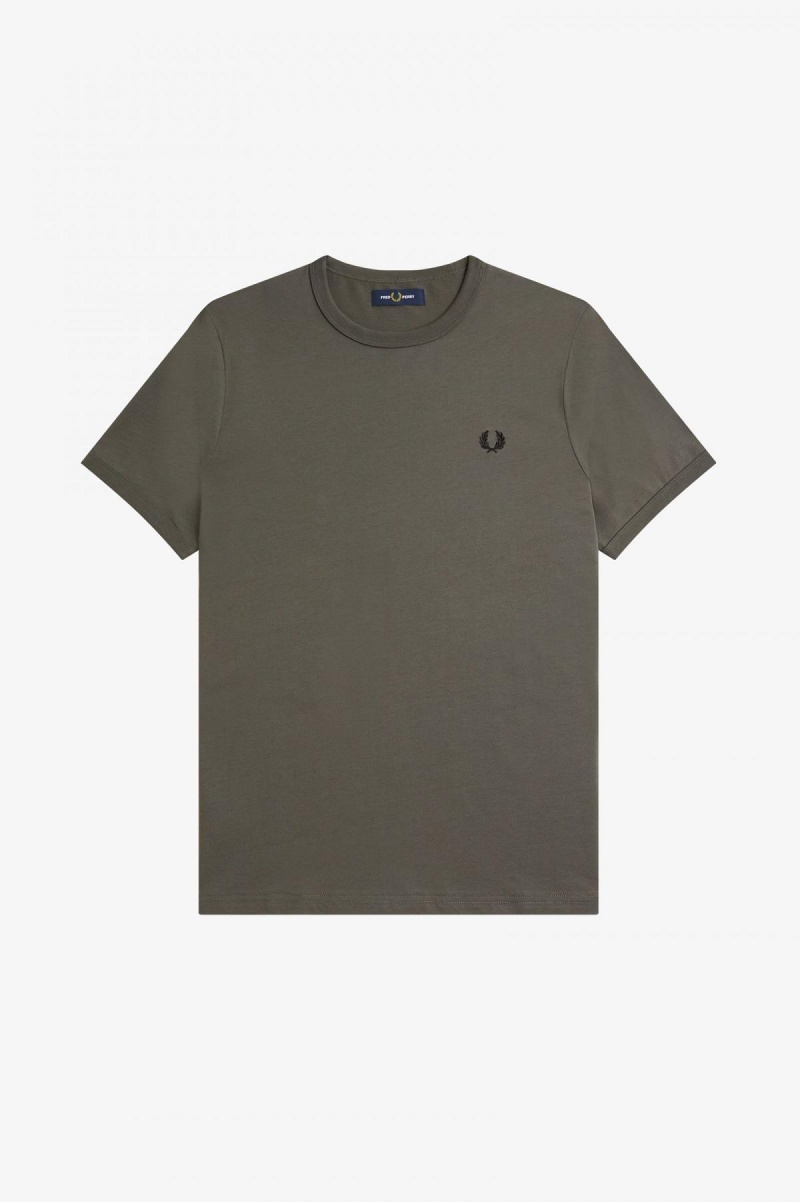 Field Green Fred Perry Ringer Men's T Shirts | CADYB30333