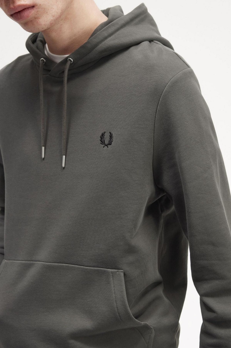 Field Green Fred Perry Tipped Hooded Men's Sweatshirts | BCASO23592